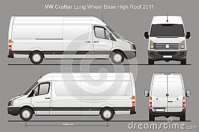 VW Crafter LWB Delivery Van Blueprint Editorial Stock Photo