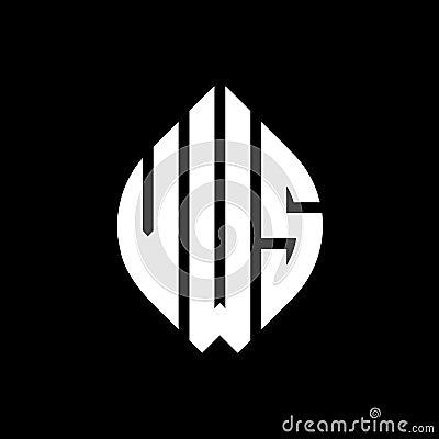 VWS circle letter logo design with circle and ellipse shape. VWS ellipse letters with typographic style. The three initials form a Vector Illustration