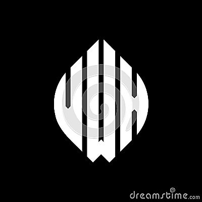 VWX circle letter logo design with circle and ellipse shape. VWX ellipse letters with typographic style. The three initials form a Vector Illustration