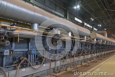 Vyksa, Russia: 12.23.2018. Factory steel rolling mill. Industrial details of metallurgic factory or plant Editorial Stock Photo