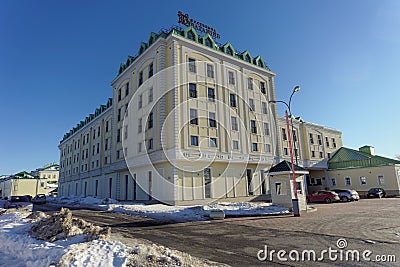 Vyksa, Russia. - February 9.2016. Batashev hotel in the center of Vyksa. Editorial Stock Photo
