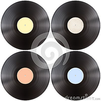 Vynil gramophone record disk set Stock Photo