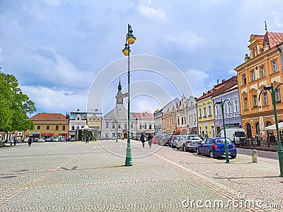 Vysoke Myto- Czech- 25 April 2024: The center of old town with beautiful houses Editorial Stock Photo
