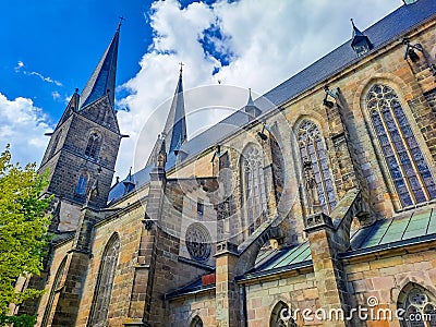 Vysoke Myto- Czech- 25 April 2024: Church of St. Lawrence, Gothic structure Editorial Stock Photo