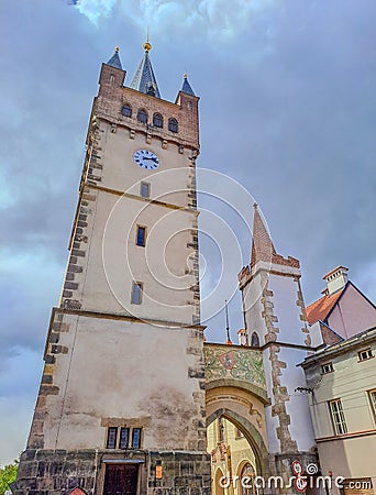 Vysoke Myto- Czech- 25 April 2024: Litomyslsk Gate, an old sprinkled entrance Editorial Stock Photo