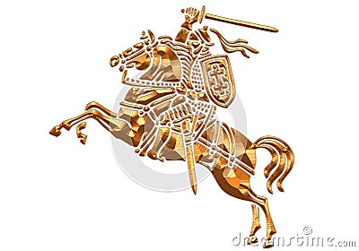 Vytis Lithuania symbol an armored rider on a horse.Golden color, rider horse Stock Photo