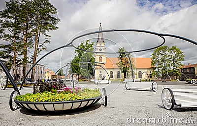 VÃµru, VÃµrumaa/Estonia-06JUL2020: Main city square of VÃµru in Estonia, Europe. Editorial Stock Photo