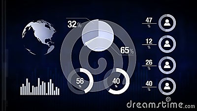 Várias cartas animados de Infographics como o fundo da tecnologia, da ciência, do negócio, da finança ou da economia ilustração stock Várias cartas animados de Infographics como o fundo da tecnologia, da ciência, do negócio, da finança ou da economia ilustração stock