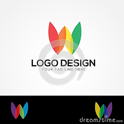 W Letter Logo Multi color Template Vector Illustration
