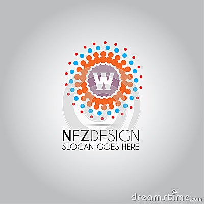 W Letter People Circular Template Logo Vector Illustration