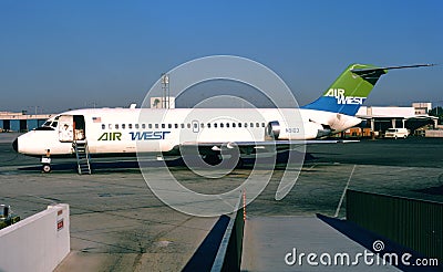 W O 3-17-1980 Air West Douglas DC-9-14 N9103 CN45796 LN74 Editorial Stock Photo