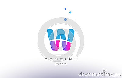 w pink blue white modern alphabet letter logo icon template Vector Illustration