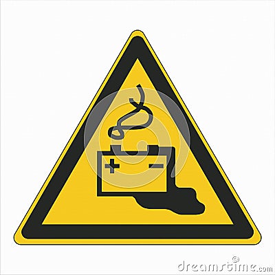 W026 ISO 7010 Registered safety signs Warnings Battery charging Vector Illustration