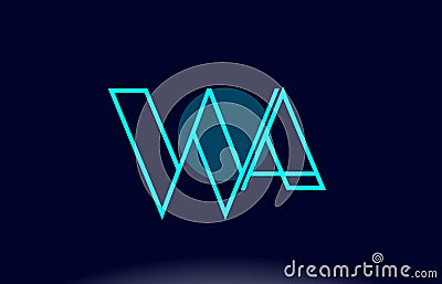 wa w a blue line circle alphabet letter logo icon template vector design Stock Photo