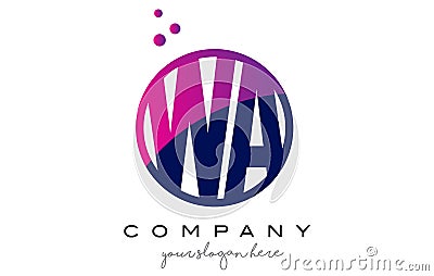 WA W A Circle Letter Logo Design with Purple Dots Bubbles Vector Illustration