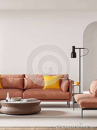 Wabi-Sabi Interior Living Room Wallpaper Mockup Cartoon Illustration