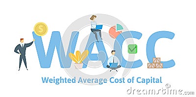 WACC, Weighted Average Cost of Capital. Concept with keywords, letters and icons. Flat vector illustration. Isolated on Vector Illustration