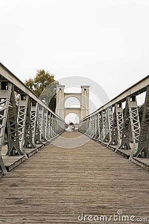 Waco Texas Suspension Bridge Taken from the Middle Editorial Stock Photo