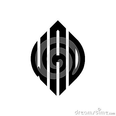 WAD circle letter logo design with circle and ellipse shape. WAD ellipse letters with typographic style. The three initials form a Vector Illustration