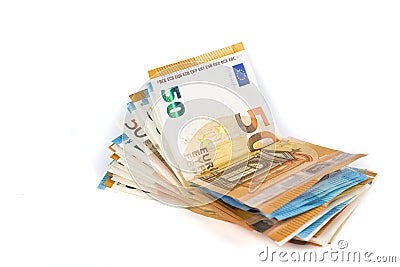 Wad of euro cash bills banknotes Stock Photo