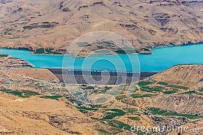 Wadi El Mujib Dam and Lake, Jordan Stock Photo