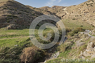 Wadi Qelt Entering the Ein Mabo`a Picnic Area in the West Bank Stock Photo