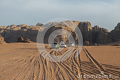 Wadi Rum Desert, Jordan Travel, Jeep Tour Editorial Stock Photo