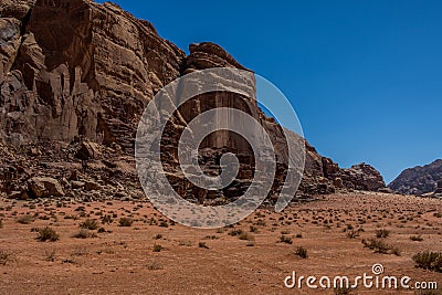 Jordan Wadi Rum landscapes, Desert Tourist Location Stock Photo