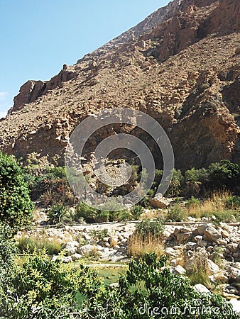 A view in Wadi Shab oasis, Oman, Arabian peninsula Stock Photo