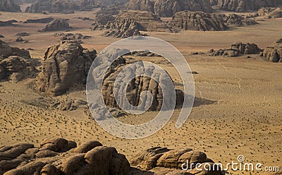 Wadim rum desert with typical stone forms, Jordan Stock Photo
