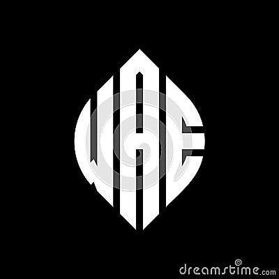 WAE circle letter logo design with circle and ellipse shape. WAE ellipse letters with typographic style. The three initials form a Vector Illustration