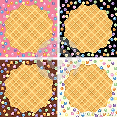 Wafer and cream with sprinkles, vector Vector Illustration