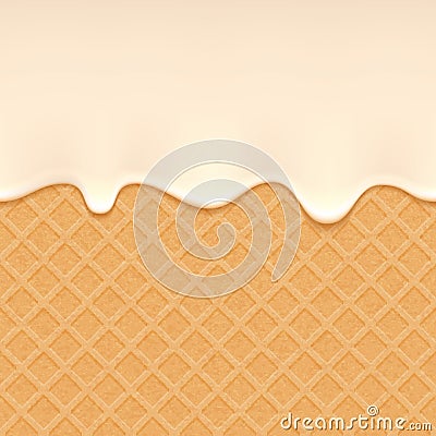 Wafer and flowing cream - vector background. Vector Illustration