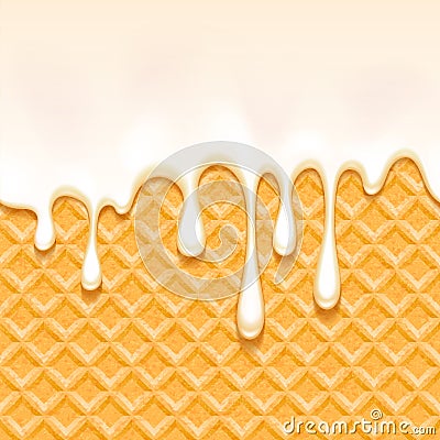 Wafer and vanilla cream - vector background. Vector Illustration