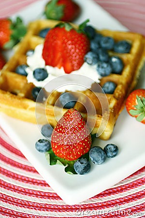 Waffle and berries Stock Photo