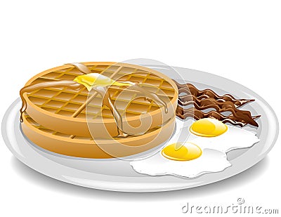 Waffle Breakfast Vector Illustration