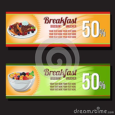 Waffle cereal discount voucher Vector Illustration