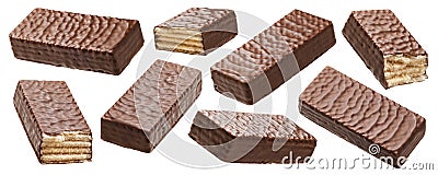 Waffle chocolate bar isolated on white background Stock Photo