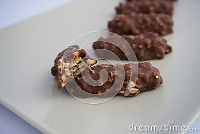 Waffle chocolate bar with peanuts. Stock Photo