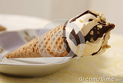 Waffle cone ice cream Stock Photo