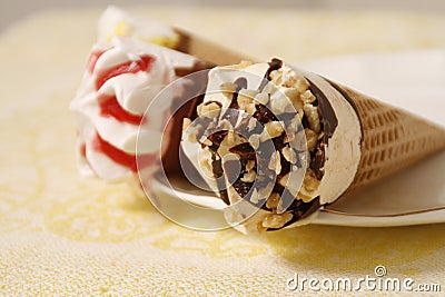 Waffle cone ice cream Stock Photo