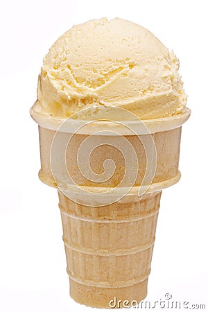 One scoop of ice cream in waffle cone Stock Photo