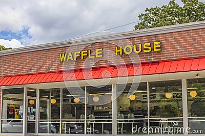 Waffle House building sign and entrance Editorial Stock Photo