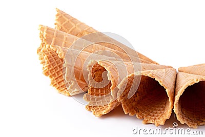 waffle ice-cream cone isolated over white background Stock Photo