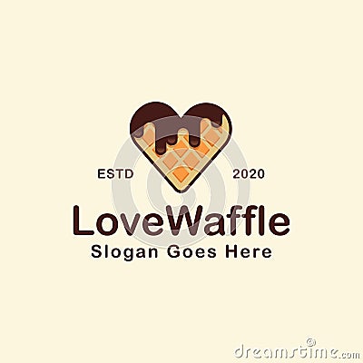 Waffle with love shape cartoon logo cartoon logo vector Vector Illustration