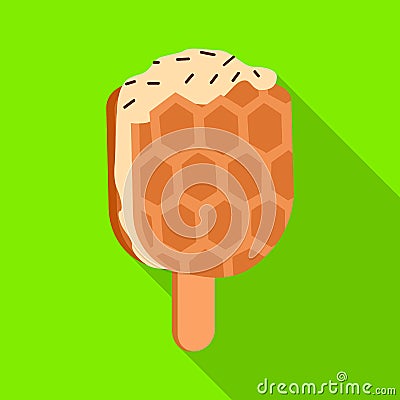 Waffle on stick vector icon.Flat vector icon isolated on white background waffle on stick . Vector Illustration