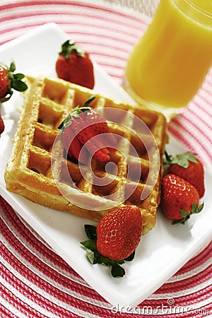 Waffle and strawberry Stock Photo