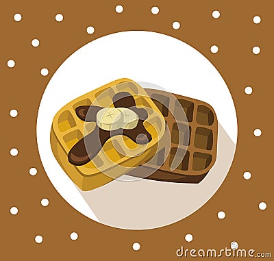 Waffles chocolate breakfast Vector icon flat retro style illustration Vector Illustration