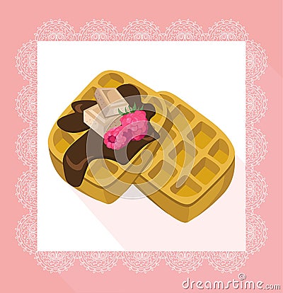 Waffles chocolate syrop desserts delicious vector illustration flavour Vector Illustration