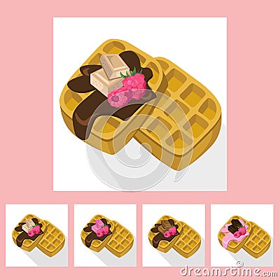Waffles chocolate syrop desserts delicious vector illustration flavour Vector Illustration